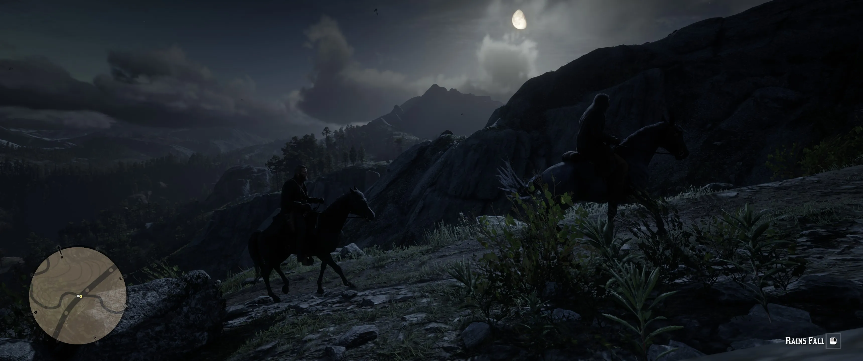 Riding through the mountains at night